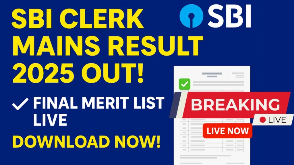 SBI Clerk Mains Result 2025 Live
